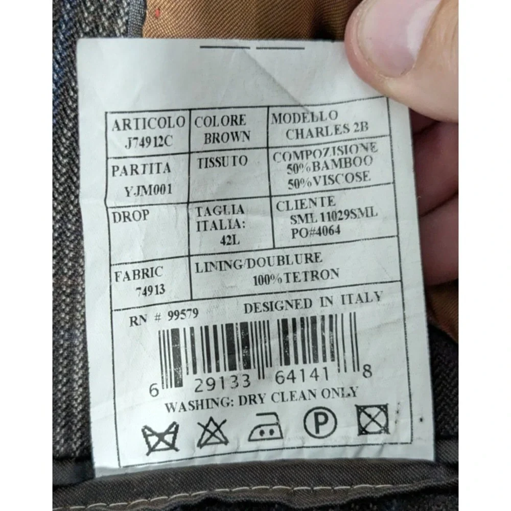 Pronto Moda Elite Tan Silk Bamboo Blend Woven Texture Classic Blazer Size 42L